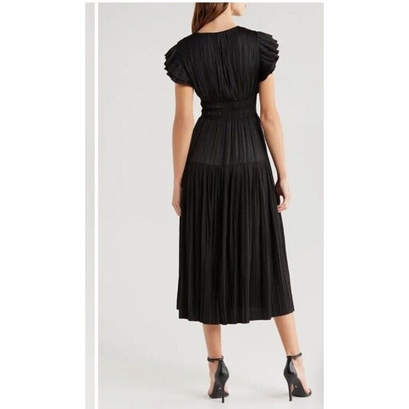 MOON RIVER Plissé Midi Dress Size XS Black NEW Pleated Goddess Party Tuckernuck - Picture 4 of 15